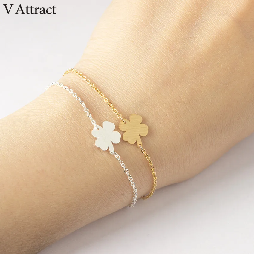 V Attract BFF ювелирные изделия Boho Luck Золото Серебро Ketting четыре листа клевера браслет для женщин нержавеющая сталь цепь Pulseira