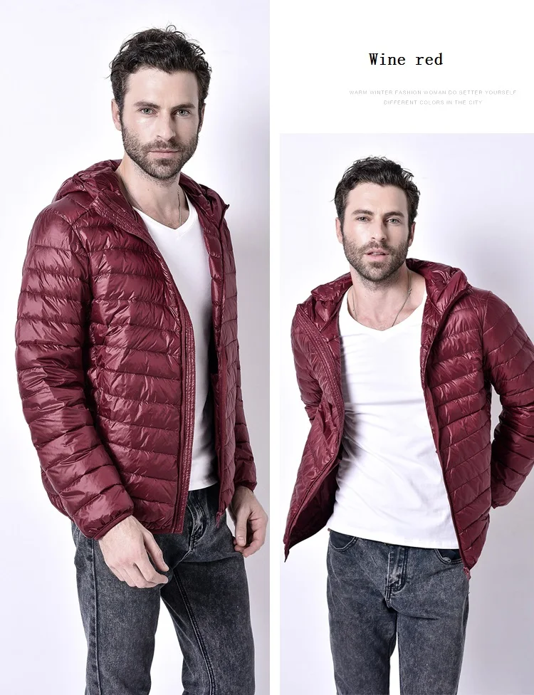 Winter Men Hooded Ultralight Jacket White Duck Down Jacket Men Down Jackets Outdoors Winter Male Casual Down Jacket Coat