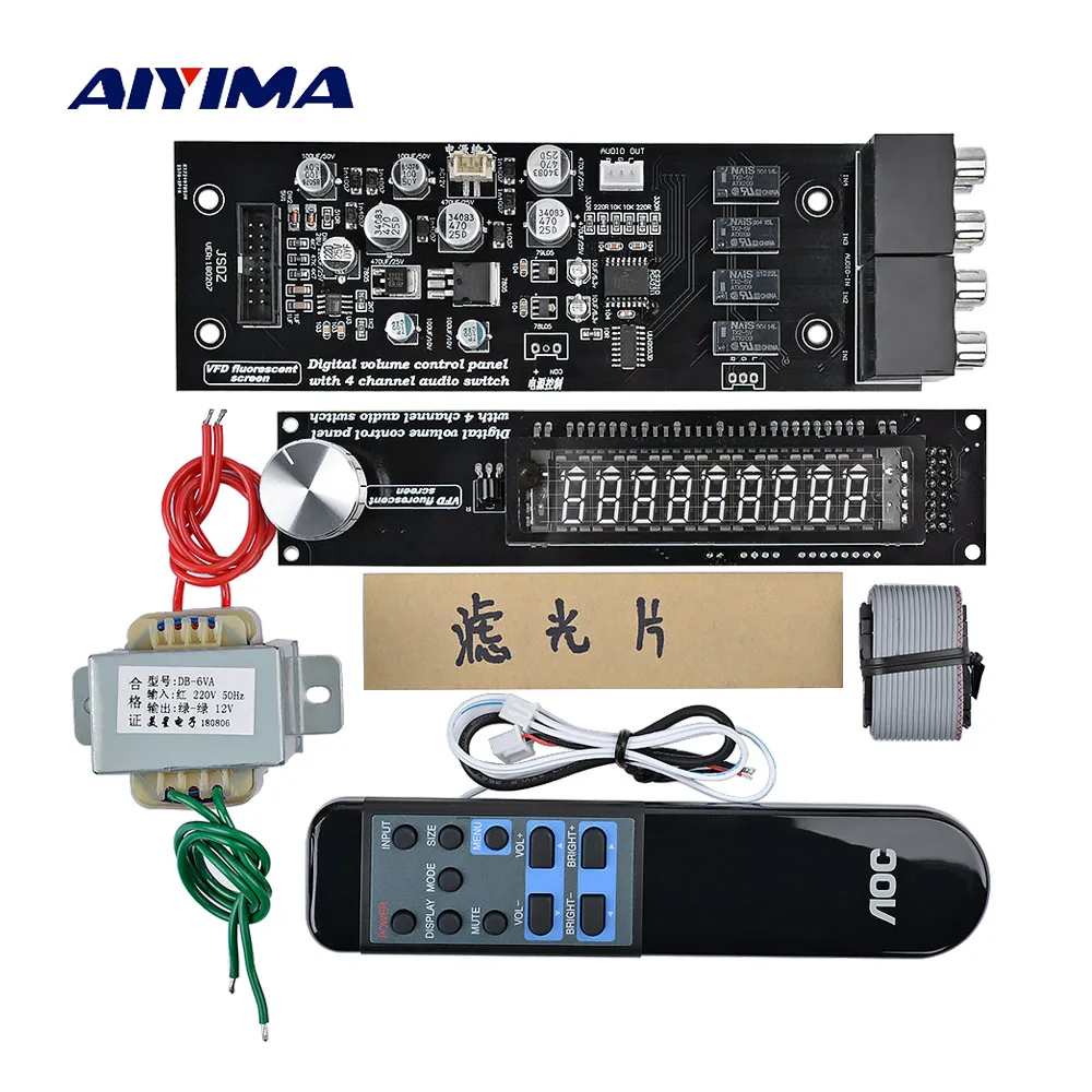 AIYIMA VFD Экран удаленного Управление цифровой объем доска HiFi предусилитель 4 х