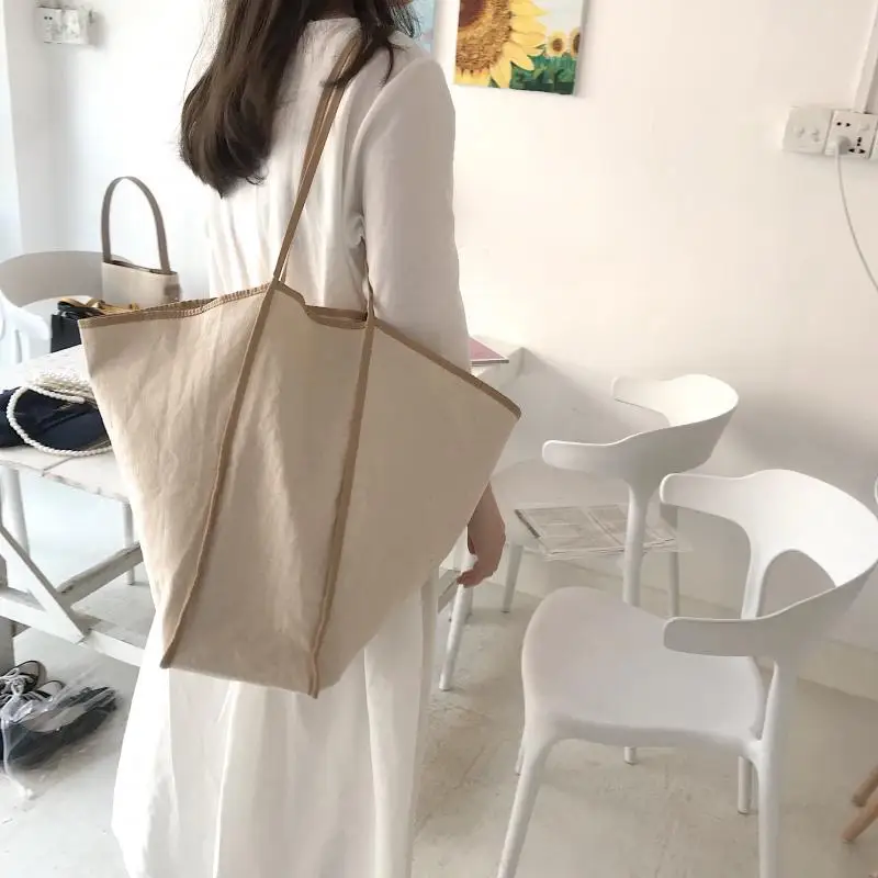 2019 корейский стиль большой холст женская сумка в виде летучей мыши емкости