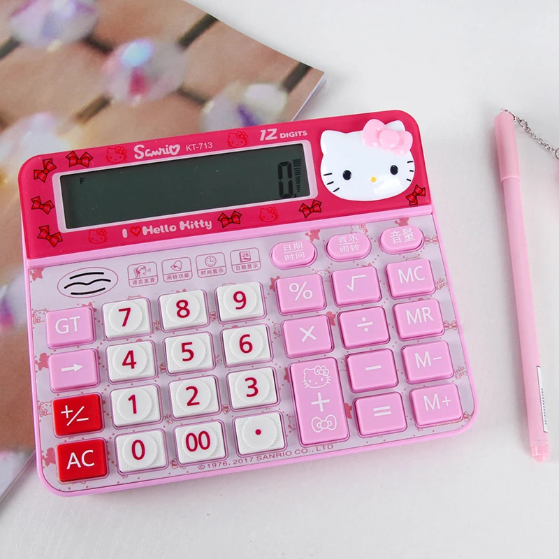 1 шт. 12 цифр Солнечный Kawaii мультфильм розовый милый hello kitty калькулятор двойной