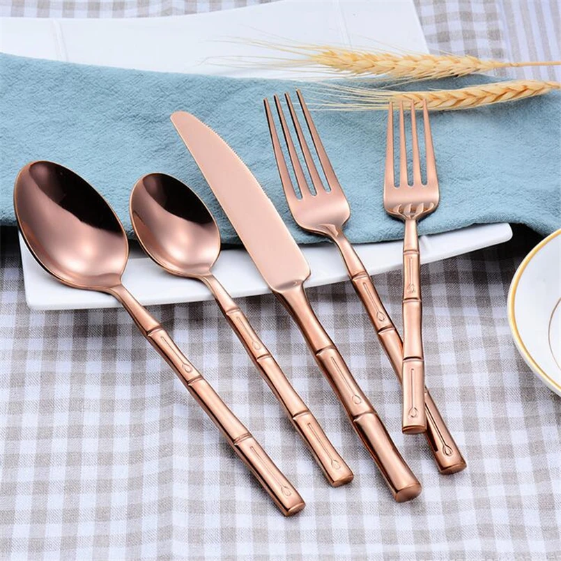 1 Set creative western gold cutlery flatware set spoon fork knife 5-piece suit high-grade stainless steel dinnerware tableware