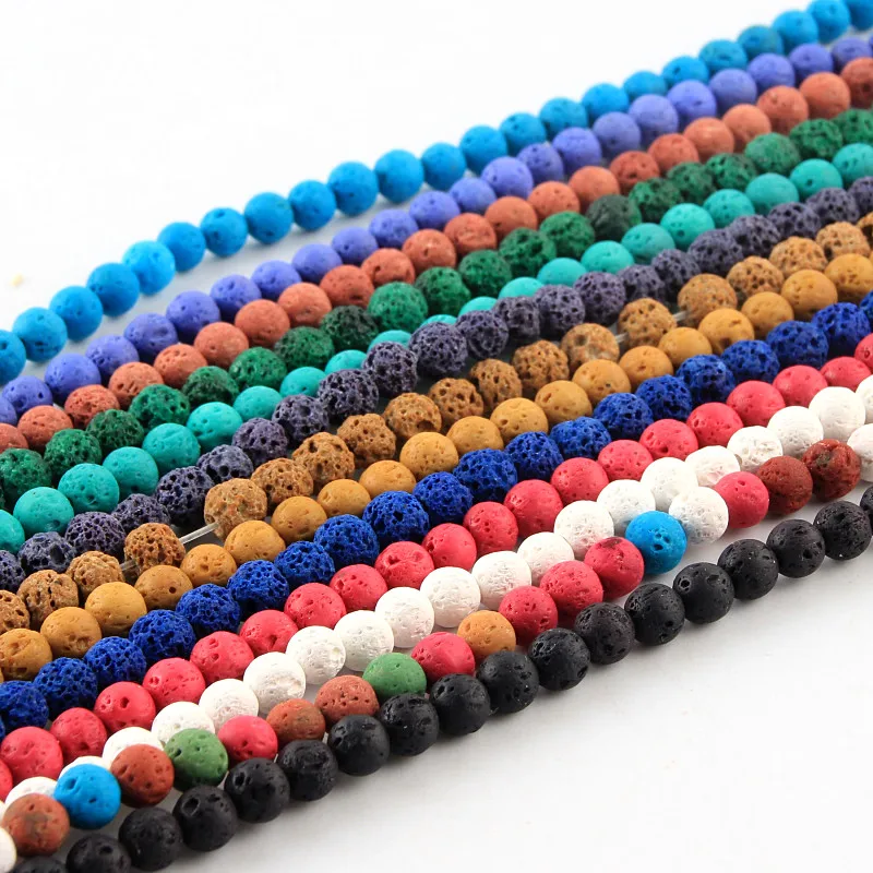 

Бусины из натурального камня, вулканическая лава, круглые бусины-разделители для изготовления ювелирных изделий, браслетов, ожерелий «сдел...