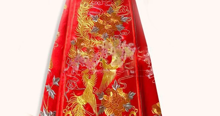 Long Tailed Phoenix Embroidery XiuHeFu Chinese Traditional Wedding Hanfu Bride Dress Republican Period Wedding Hanfu Costume