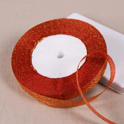 Free shipping (25 yards) 1/2&quot 12mm Glitter Metallic Ribbons Colorful Organza Ribbon Wedding Party Festive Decaration Gift | Дом и сад