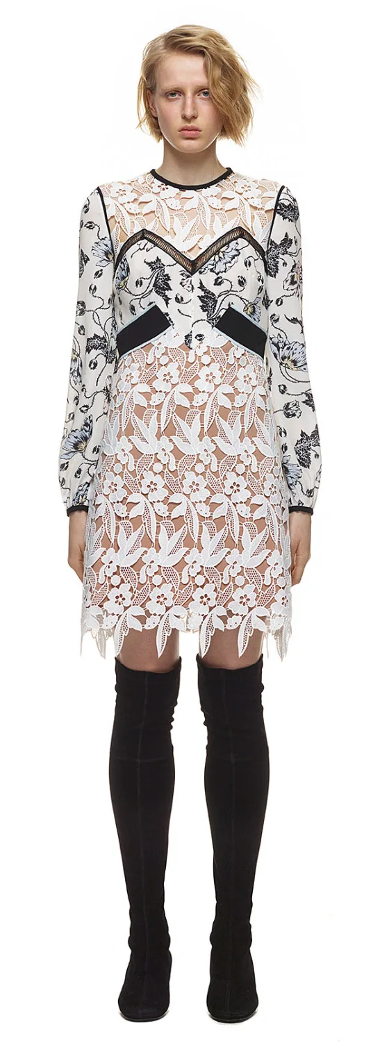 Новая Коллекция Весна Осень Женщины С Длинными Рукавами Белого Кружева