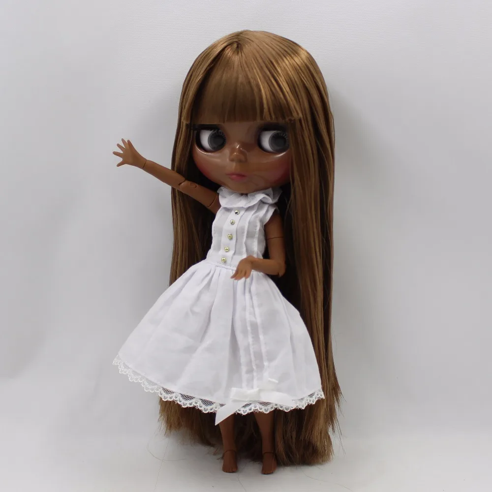 Ледяная кукла DBS Blyth супер черная кожа коричневые волосы с челкой суставное тело