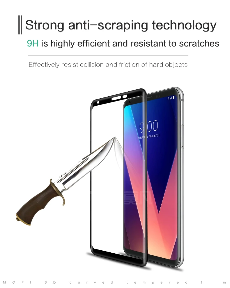 Для lg V30(6,0 дюймов) Стекло закаленное 3D защитная плёнка полностью покрывающая экран для lg V30 Стекло для lg v30 MOFi Стекло пленка
