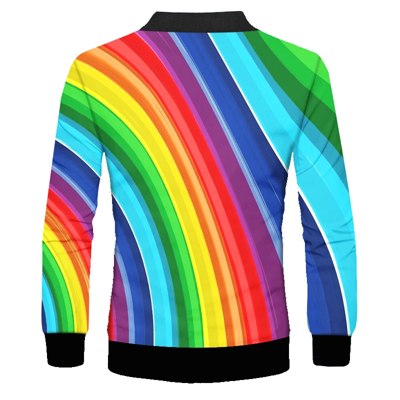 OGKB Zip Jacket Autumn Man New Long Sleeve Tops 3D Printed Colorful And Stripes Lines Oversized Garment Unisex Spring Coat | Мужская