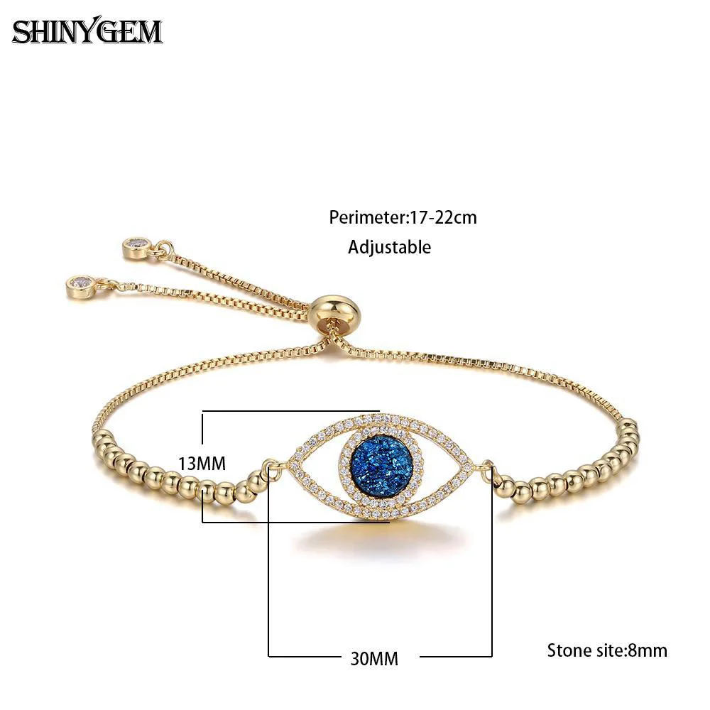 ShinyGem модный полый браслет со сглаза счастливый амулет Золотой шарик натуральный