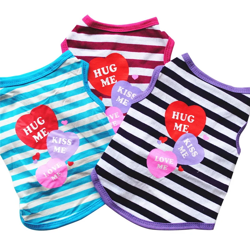Летняя собачья одежда в полоску для маленьких собак Мягкая хлопковая Футболка со
