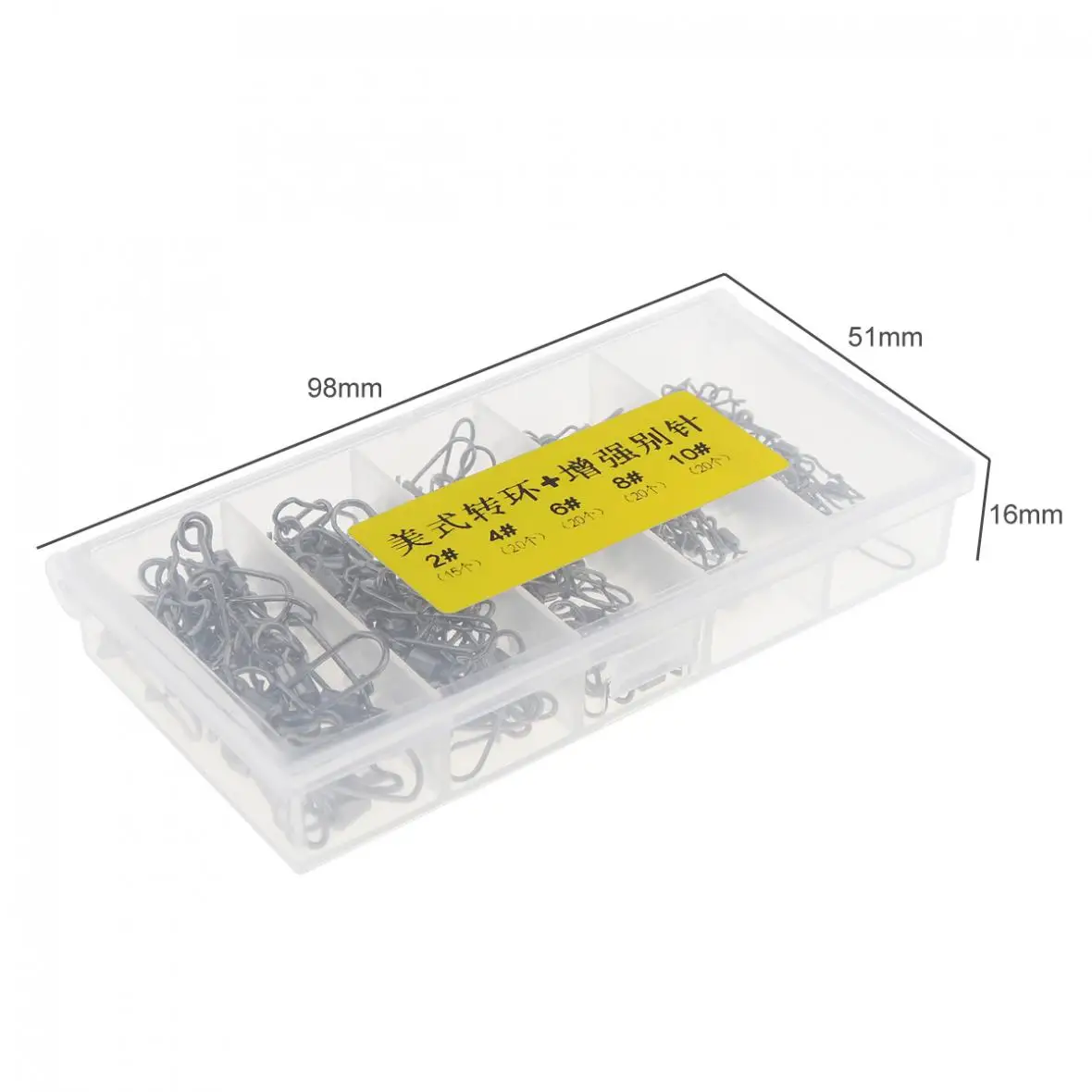 96pcs/lot 2# 3# 4# 6# 8# 10# Carbon Steel Fishing Connector Bearing Rolling Swivel 8 Ring with Enhanced Pin and Lure Box - купить по