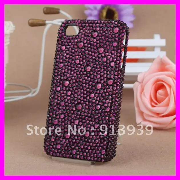 Purple life Cellphone Cover For Iphone4/4s Full Rhinestone Bling Mobile Phone Case Iphone Accessory Free Shipping |