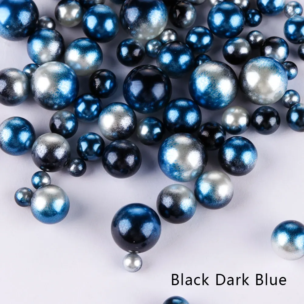 Black Dark Blue 4/6/8/10 мм 250 шт мульти Размеры не требующие отверстия в ухе, искусственный жемчуг круглый бисер для одежды DIY Ремесло Записки Костюмы нейл-арта украшения - Цвет: Black Dark Blue