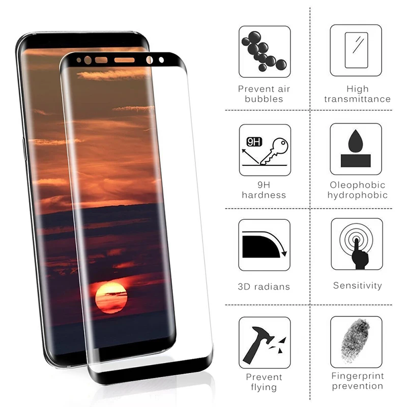 3D изогнутое закаленное стекло для Samsung Galaxy S9 S8 Plus безопасное защитное Note 8