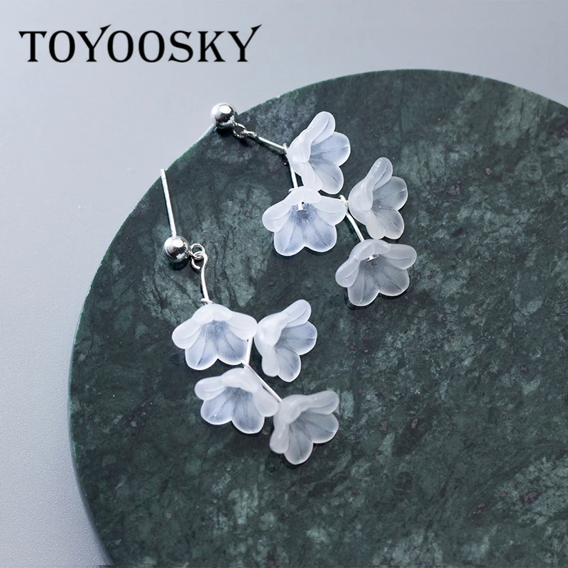 TOYOOSKY серебро 925 пробы белая ракушка серьги с цветочным кулоном большие висячие