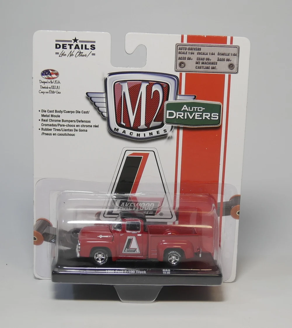 M2 1: 64 1956 Ford F-100 грузовик красный сплав игрушечный автомобиль игрушки для детей литая модель автомобиля подарок на день рождения