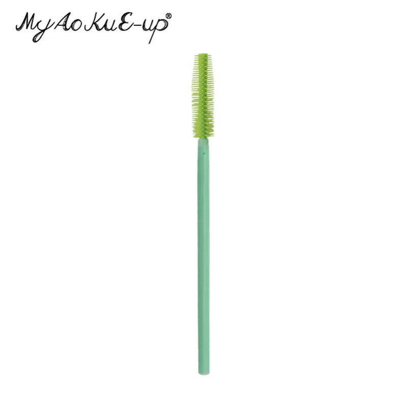 mint dark green 50 шт. кисти для макияжа ресниц для наращивания ресниц тушь аппликатор палочки силиконовая одноразовая кисть для ресниц кисти для макияжа - Handle Color: mint dark green