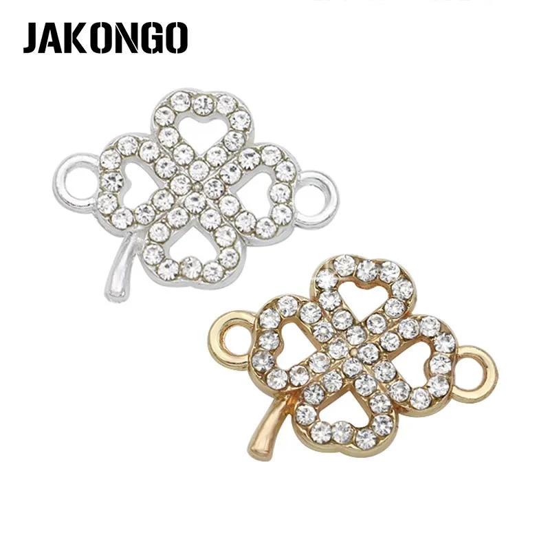 JAKONGO серебро/Золотой Цвет Кристалл Клевер Lucky разъемы для изготовления браслета