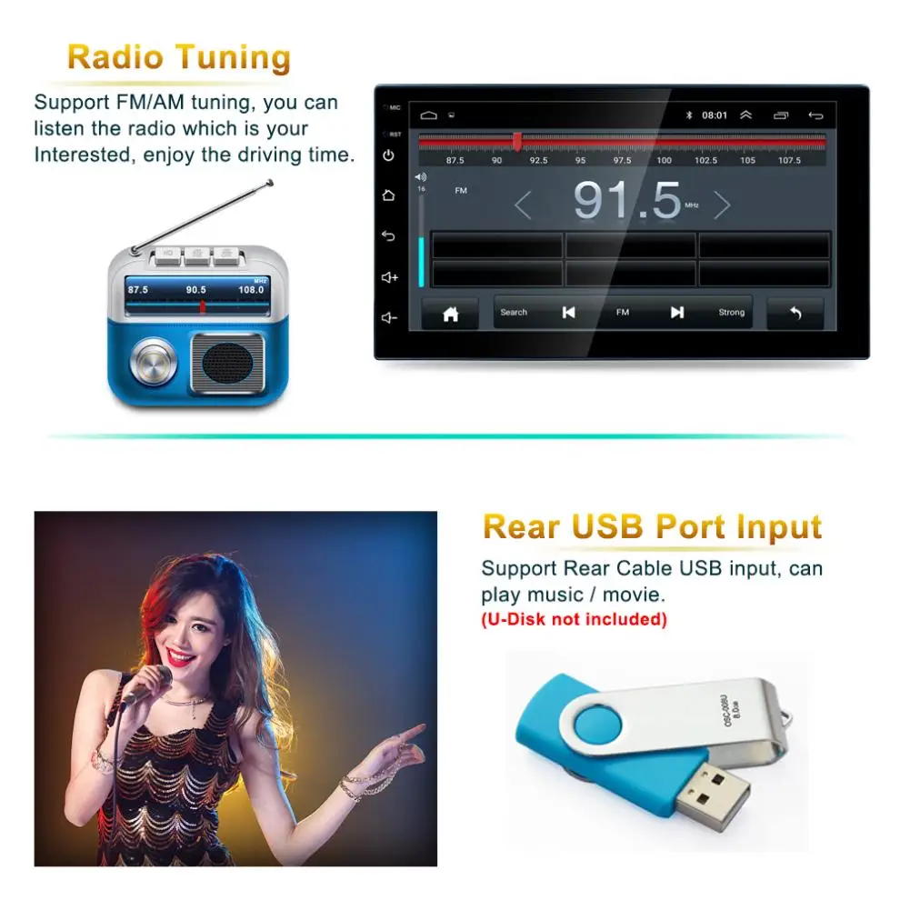 7 дюймов Bluetooth 2 DIN QUAD Core Android 8 1 автомобиля MP5 плеер GPS навигации AM FM радио Поддержка