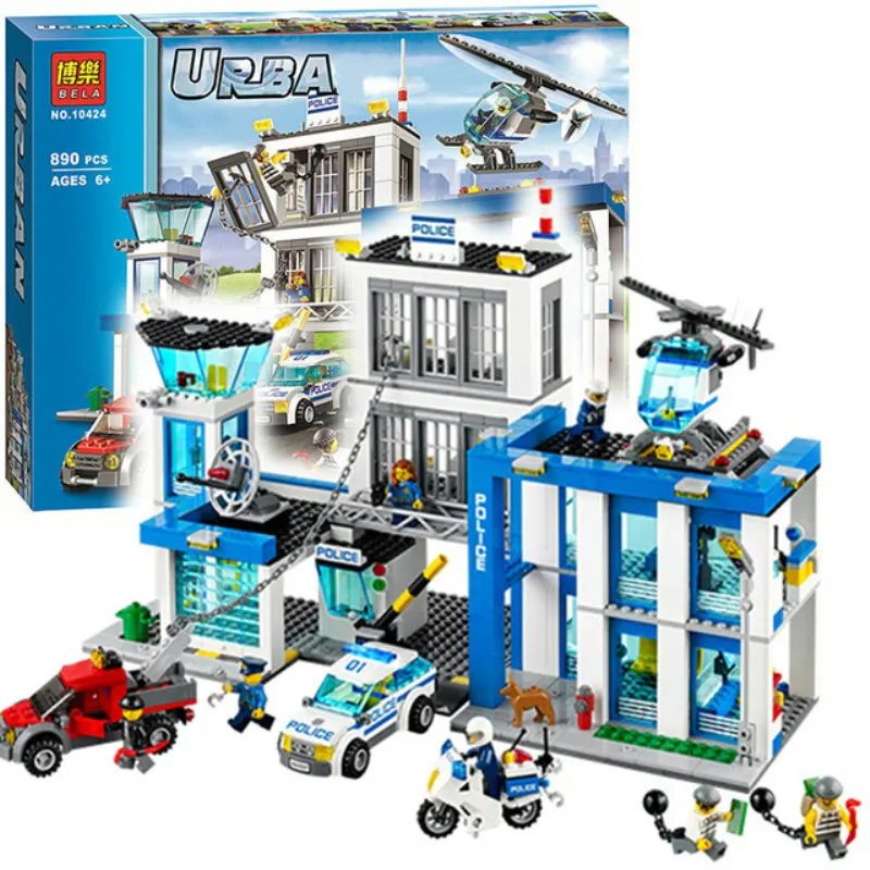 Bela building TOYS City Police Station Motorbike Helicopter Model Building Bricks Kits Compatible with Legoe | Игрушки и хобби