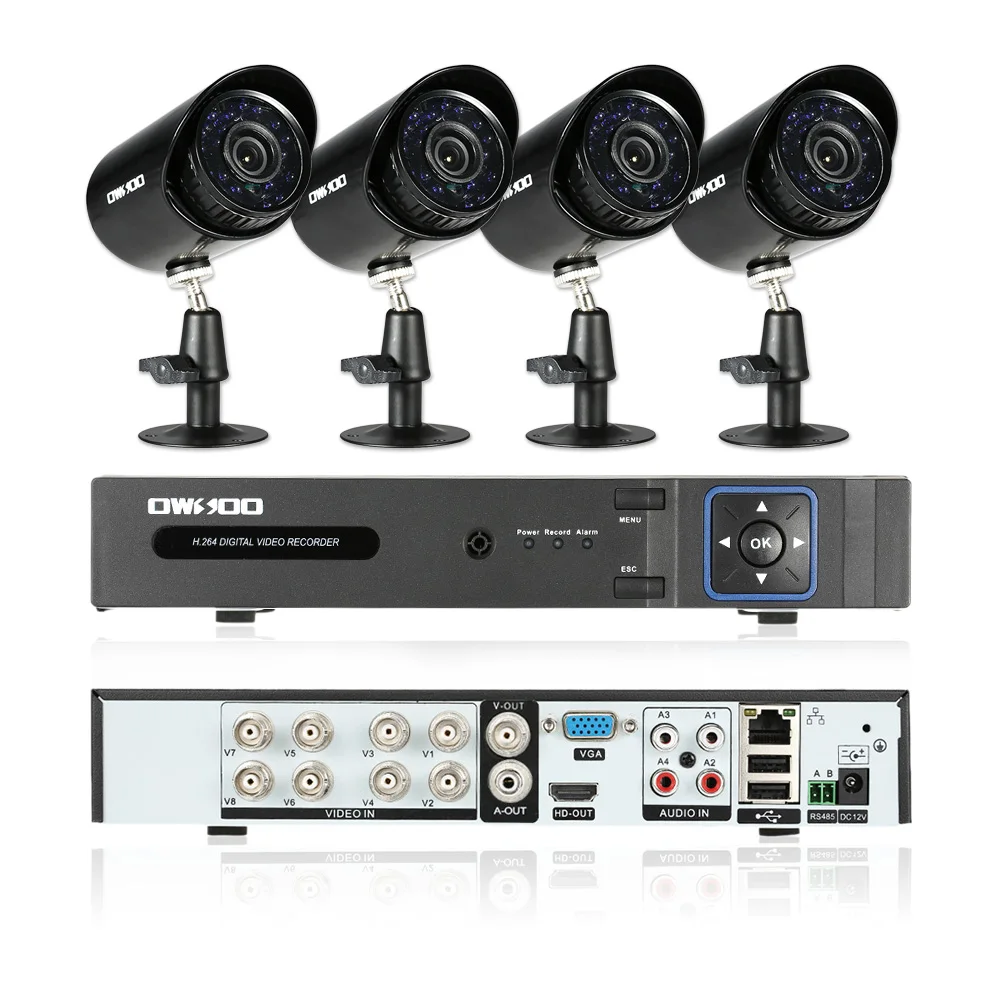 OWSOO 8CH 1080P 5-в-1 цифровой видео Регистраторы+ 4*720P AHD камера видеонаблюдения Камера+ 4* 60ft кабель наблюдения для видеонаблюдения Системы