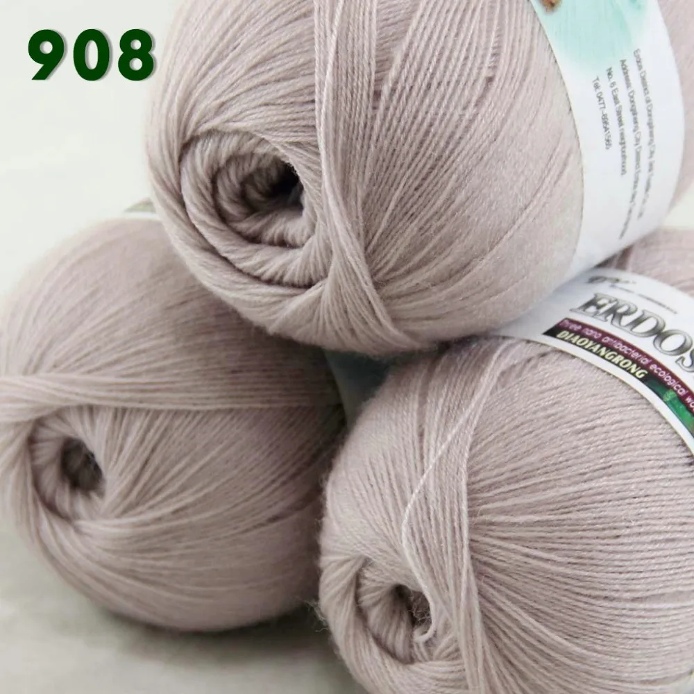 Лот из 3 мотков тонкая кружевная Мягкая шерстяная акриловая кашемировая пряжа