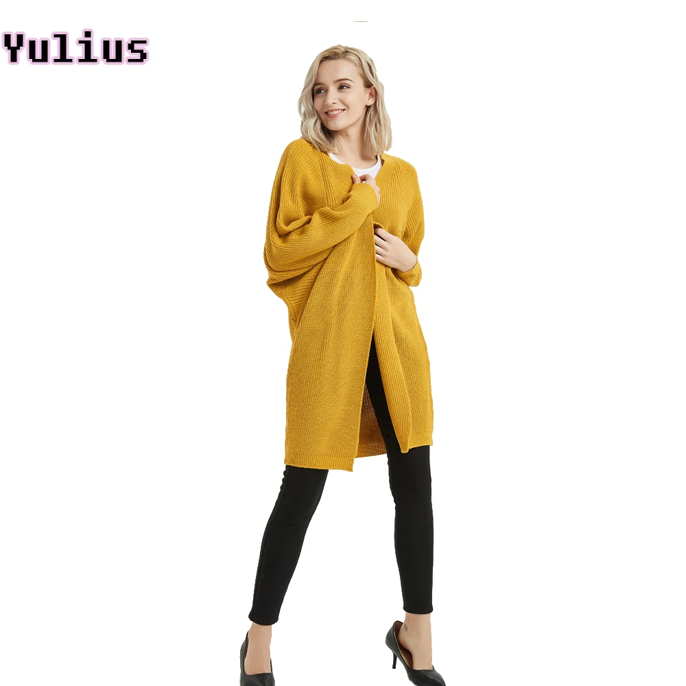 White Loose Bat Cardigans Lady's Coats Autumn Winter Women Solid Color Oversized Long Batwing Sleeve Knit Cardigan Sweater 2019 |