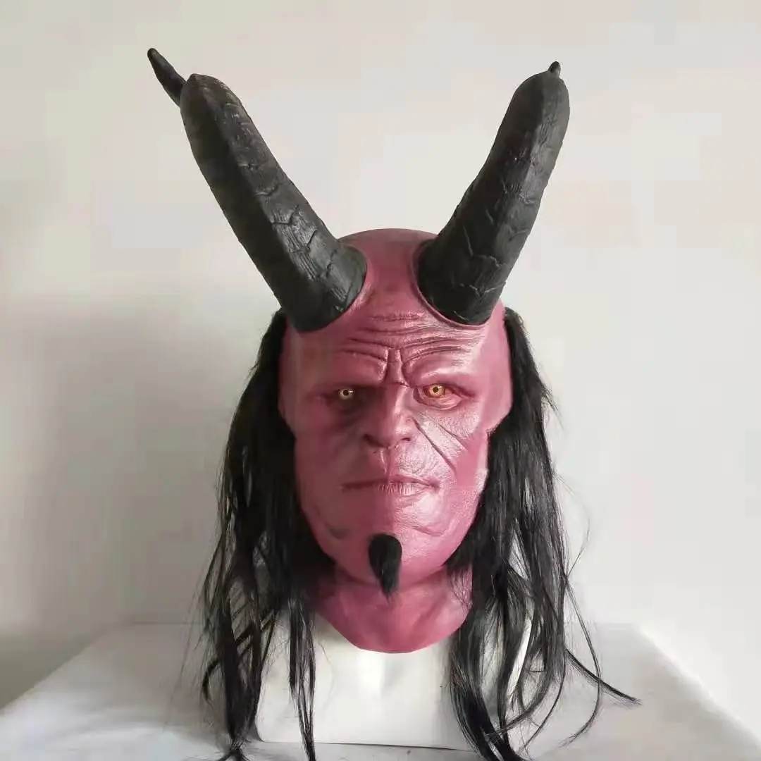 Новая латексная маска Hellyboy латексные маски на всю голову костюм cos hero red|Маски для