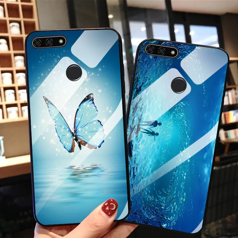 Tempered Glass Case For Huawei Honor 7C 5.99'' Boat Shockproof Glossy Cover RU Version 5.7'' Bumper |