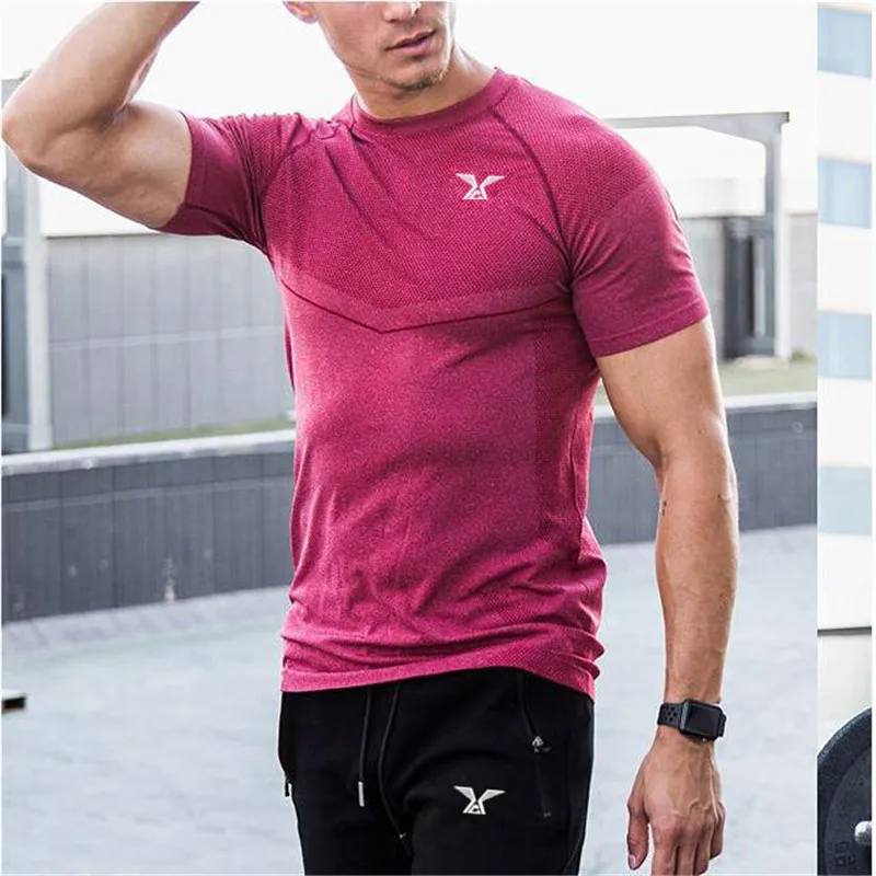 Новинка 2019 Мужская облегающая короткая футболка для бега компрессионная