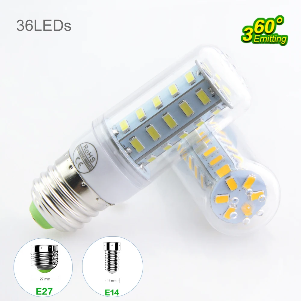 E27 E14 светодиодные лампы 220 В (200 240 В) 24 36 48 56 69 72leds лампа кукурузы Заменить CFL 5 Вт 7 9 11