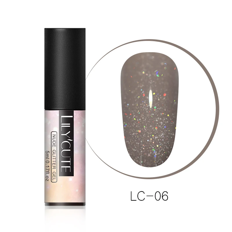 Shimmer LC-06 LILYCUTE 5 мл Блестящий УФ Гель-лак с блестками Блестящий голографический мерцающий отмачивающийся Гель-лак для дизайна ногтей маникюрный лак - Цвет: Shimmer LC-06