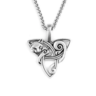 With Metal Chain 1 шт., мужское большое ювелирное изделие Викинга, лиса, трикета, Фенрир, животное, Волчонок, ожерелье, ирландский кельтский узел, подвеска, амулет, ожерелье CT526 - Окраска металла: With Metal Chain