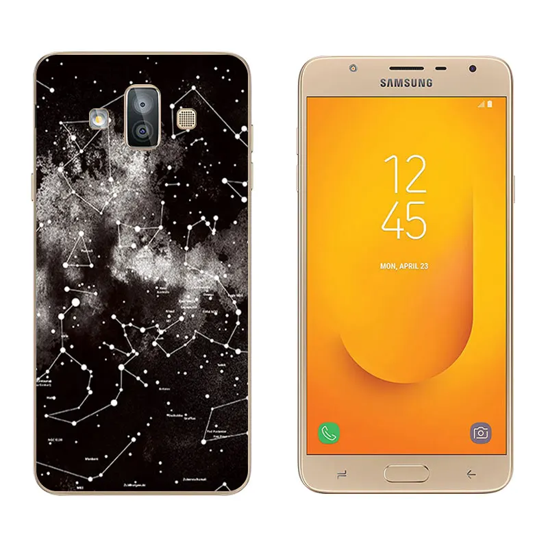 Телефон чехлы для Galaxy J7 Duo Ультратонкий силиконовый задняя крышка ручной печати 5