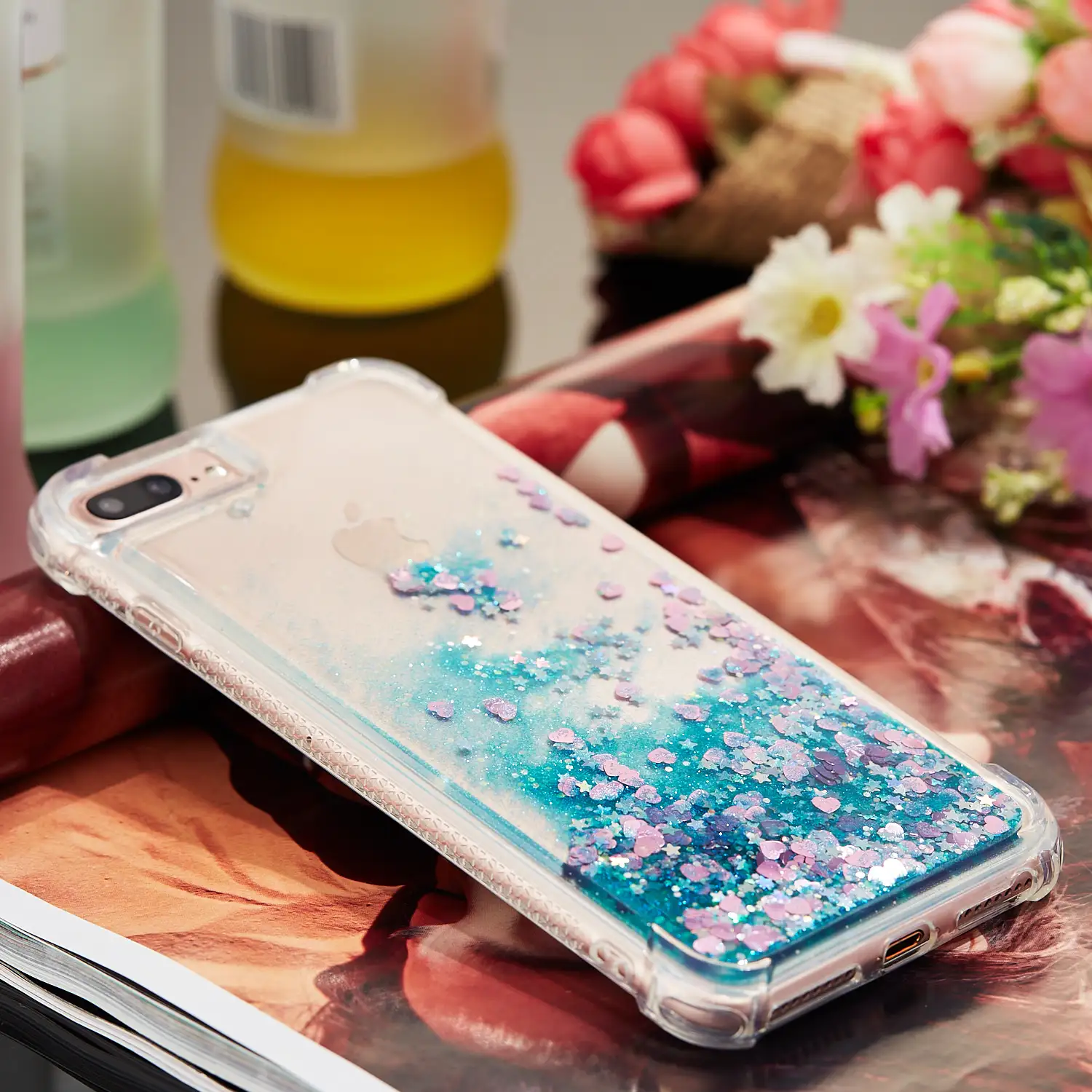 Роскошный блестящий чехол для iPhone 5 5S SE 6 6S 7 8 Plus X динамическая Жидкая силиконовая
