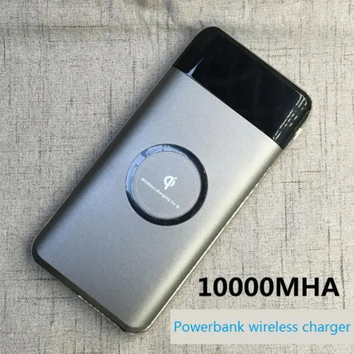 Портативное Qi Беспроводное зарядное устройство 10000Amh power bank светодиодный цифровой дисплей Беспроводное зарядное устройство Быстрая зарядка USB Внешняя батарея
