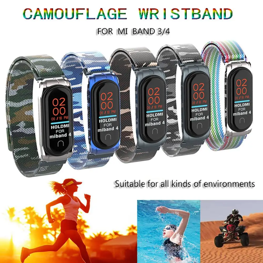 Камуфляжный мягкий ремешок для смарт часов браслета Mi Band 3 4 сменный band