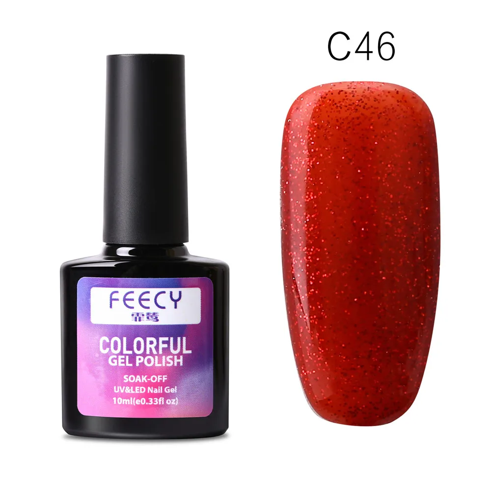 Feecy C46 Художественный Гель-лак для ногтей 10 мл гель УФ светодиодный Гель-лак замачиваемый лак для ногтей основа верхнее покрытие гель-краска DIY Дизайн ногтей маникюр Гель-лак - Цвет: Feecy C46