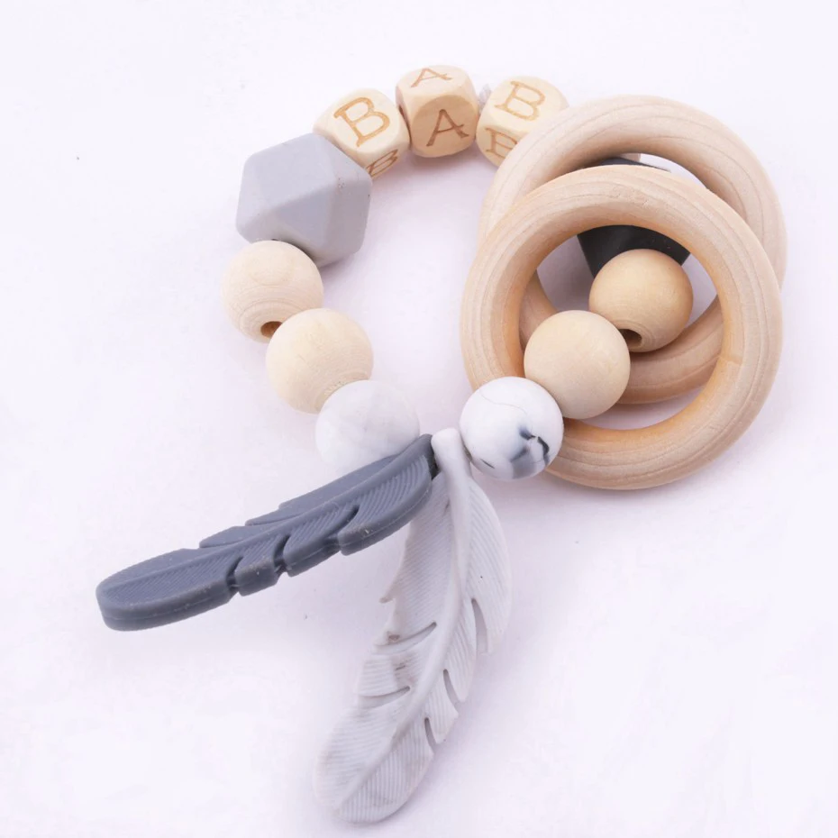 Детские игрушки силиконовый браслет с перьями для кормления 1 шт. деревянные