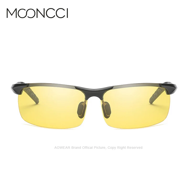 MOONCCI HD очки ночного видения Поляризованные для вождения мужские роскошные алюминиевые желтые Солнцезащитные очки Мужские брендовые очки для вождения автомобиля
