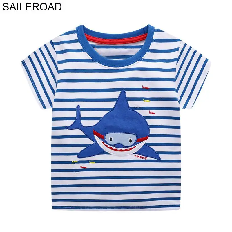 SAILEROAD 3 шт. Акула Животных с принтом Мальчики с коротким рукавом для детской одежды Маленькие девочки Майки Футболки детская футболка Лето