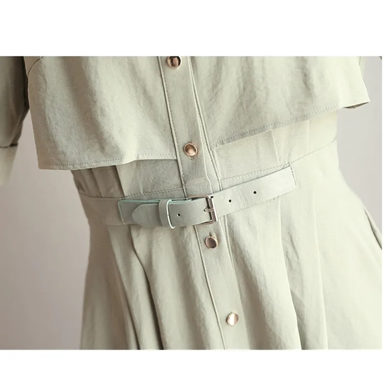 

Ladies Dress 2018 Fashion Casual New Slim Elegant Temperament Dress Stand Collar Pure Pocket Spring Summer Dress High Quality