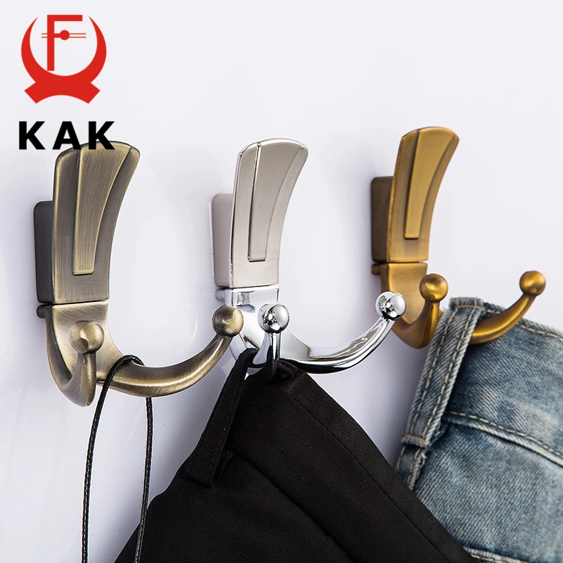 KAK Fashion-colgadores de pared para baño, 2 ganchos, colgador de ropa montado en la pared, accesorios para muebles con tornillos
