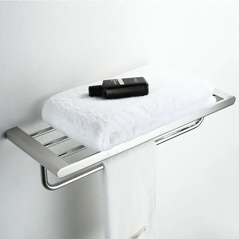 towel rack 50cm Наборы аксессуаров для ванной комнаты Полотенца стойку угловая полка Бумага держатель комод одноцветное 304 нержавеющая сталь, серебро набор оборудования для ванны - Цвет: towel rack 50cm