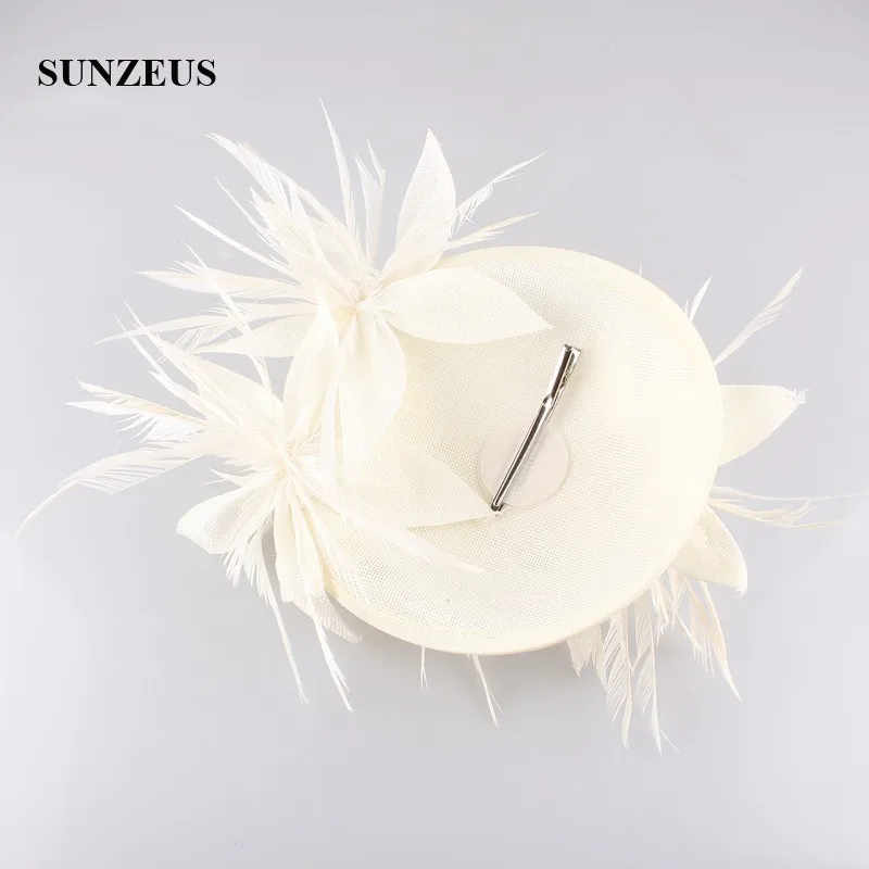 Свадебные шапки с перьями и цветами для невесты 2018 женские льняные шляпки