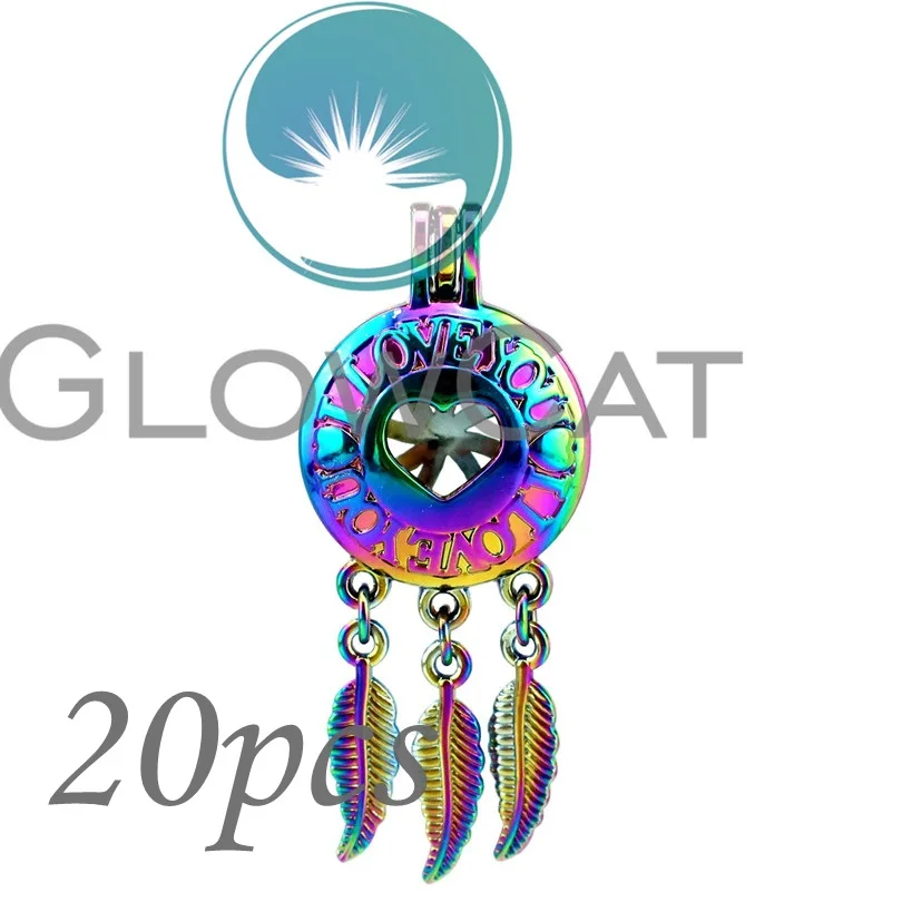 

20X CC741 Радуга I Love You сердце Ловец снов бусины клетка эфирное масло диффузор жемчужная клетка кулон