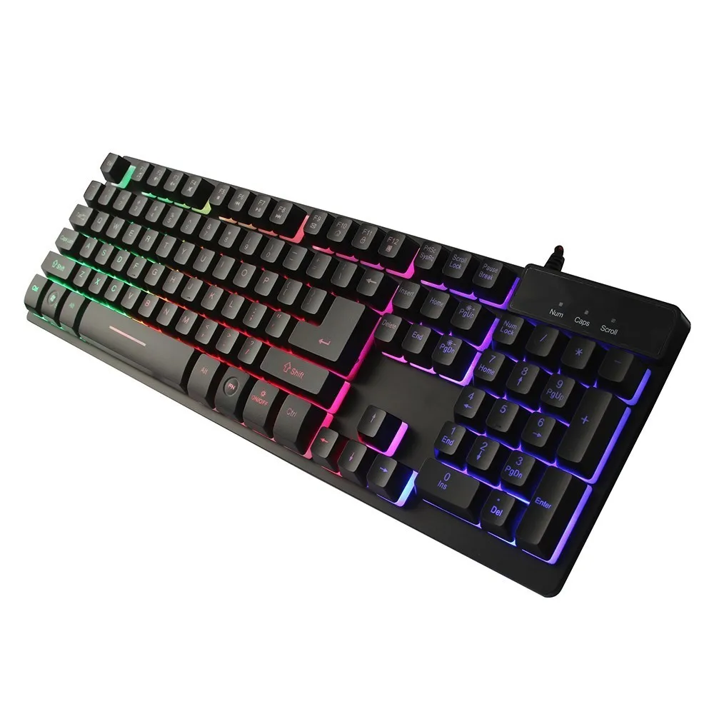 Светодиодный подсветкой PC Gaming Keyboard 104 клавиш USB эргономичная Проводная
