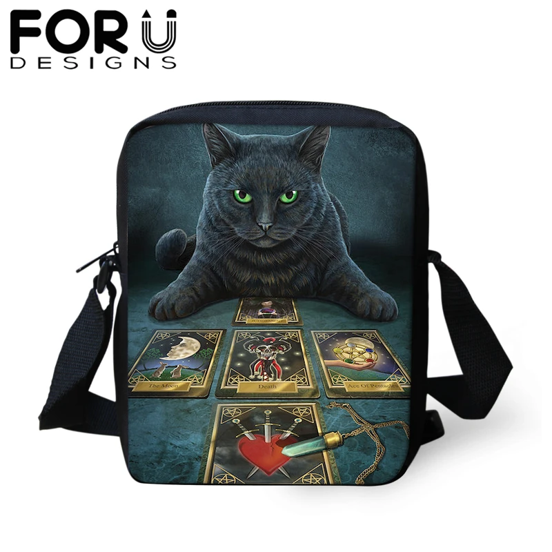 FORUDESIGNS/готическая Черная сумка-мессенджер для женщин и детей, маленькие повседневные сумки через плечо, сумка для мальчиков и девочек, дорожная сумка-тоут на плечо