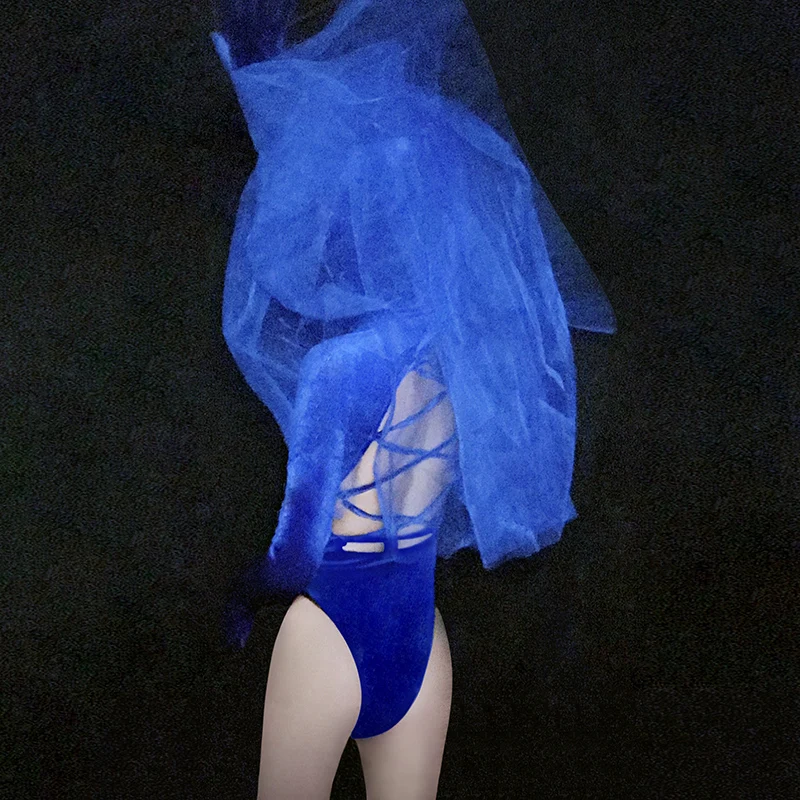 Женский Облегающий комбинезон с длинными рукавами однотонный вуалью и открытой